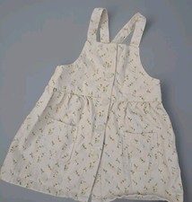 Zara Girls Light Yellow Floral Overall Twill Dress 2-3years