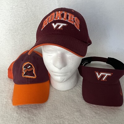 Virginia Tech Hokies Hat Cap Sun Visor Lot Of 3 Nike Dri-Fit Xtreme Captivating