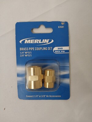 MERLIN 63581, Brass Pipe Coupling Set (2 Pcs) 1/4