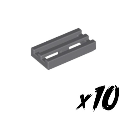 10x LEGO 2412b   1x2 Fliese Rillen  tile mod  dunkelgrau   Dark Bluish Gray