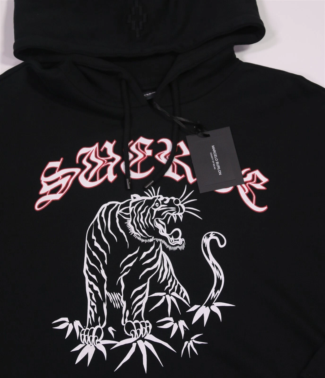 Marcelo Burlon Felpa con Cappuccio XL Donna Nera Oversize Spacco Laterale Contea di Milano