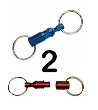 (2) Pull Apart 2 way Key Ring ~ 1 Blue & 1 Red ~ Brand New!