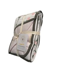 Burt's Bees Baby Reversible organic cotton Blanket floral pink white 30  x 40  