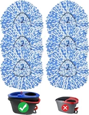 6 Pack Mop Replace Heads Compatible for Oceda, Spin Mop Refill Head Replacement