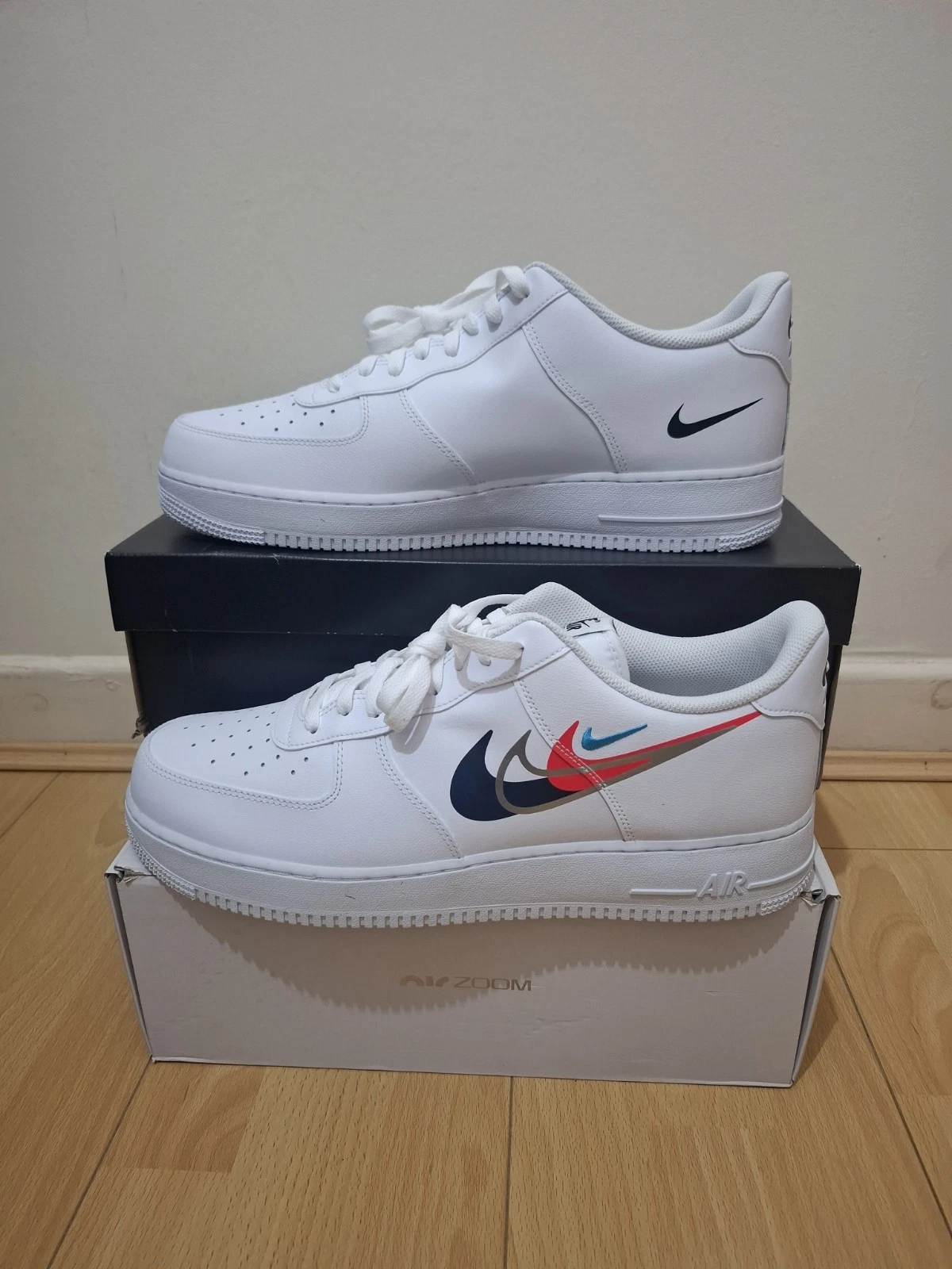 Nike Air Force 1 07 Quadruple Swoosh White Men's UK SIZE 14 EU 49.5
