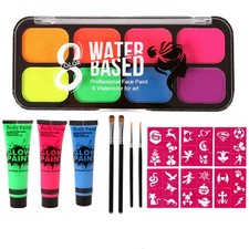 8 colours UV Blacklight Neon Fluorescent Body Face paint, 3pcs Art