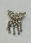 Large Vintage Mid-Century Silver-Tone Clear Rhinestone Brooch Costume Jewelry