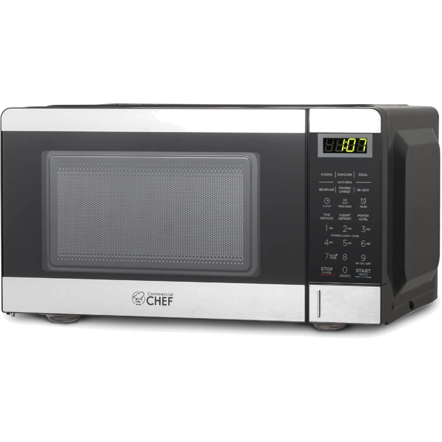 Efficient 700W Countertop Microwave with 10 Cooking Programs - Stainless Steel