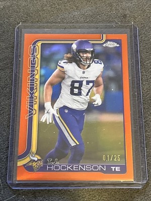 2025 Topps Chrome - T.J. Hockenson #200 - True Orange Refractor 1/25 - Vikings
