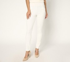 Belle by Kim Gravel Regular Ponte Triple Topstitch Ankle Leggings Size 8 Cream