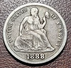 1888 Seated Liberty Dime VF Very Fine Original Toning No Issues 10c Type Coin