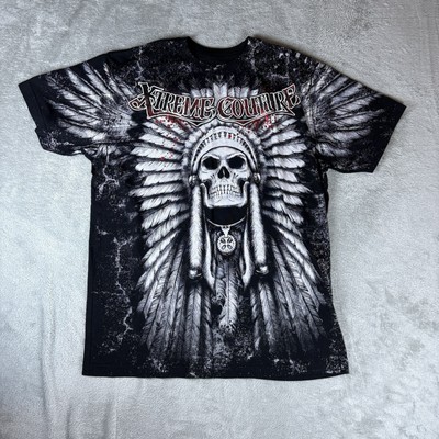 Xtreme Couture Affliction Shirt Mens 3XL Skull Short Sleeve Crazy AOP
