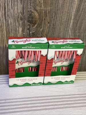 Two 12 Count Packs- 24 Total Spangler Natural Peppermint Candy Canes Fresh