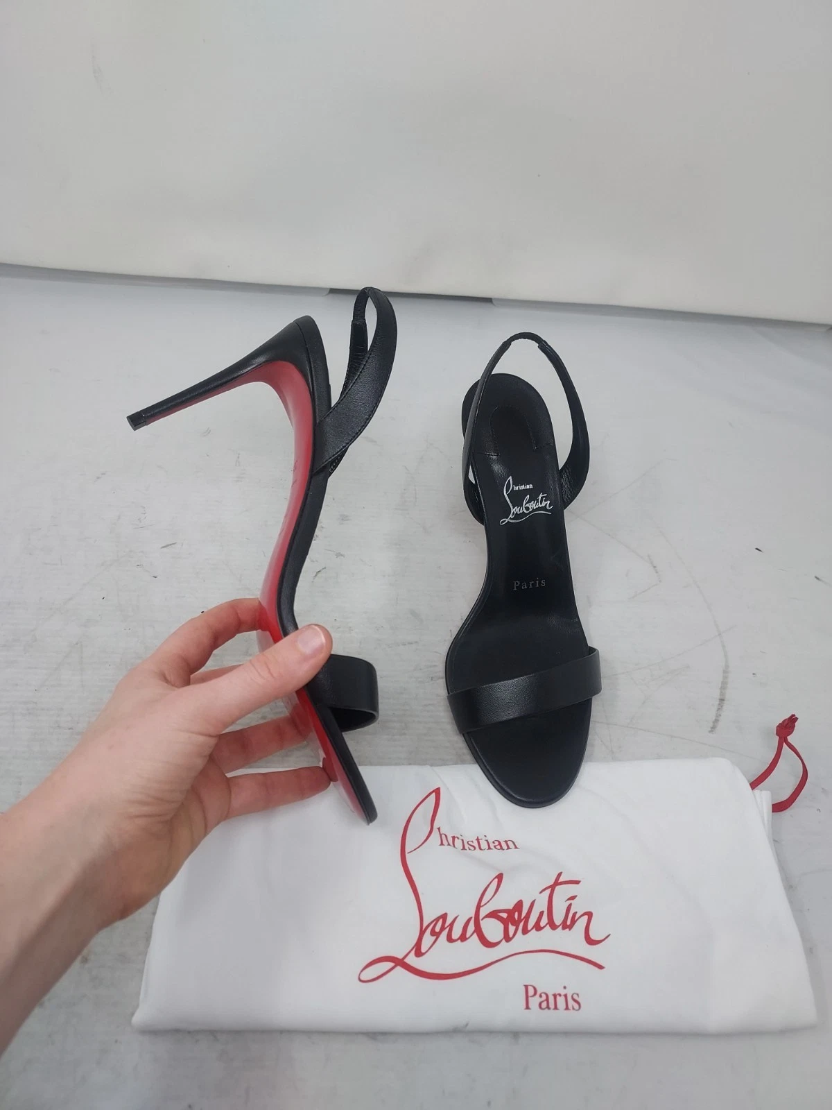 Christian Louboutin — Christian Louboutin EU 39.5 US 9.5 NEW O Marylin Leather Black Strap Heel Sandal