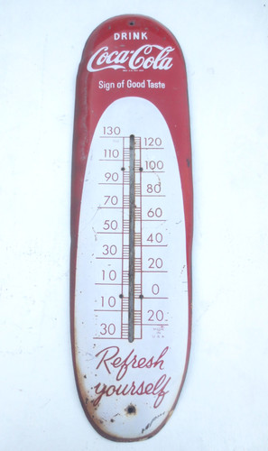 Original Coca Cola Vintage Cigar Sign of Good Taste Thermometer Sign 8X30''