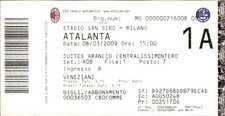 Atalanta Serie A Milan San Siro Stadium Ticket 08/03/2009 Football Italy