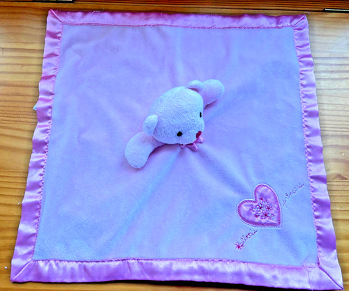 Carters Little Princess pink bear security blanket lovey rattle flowers baby toy