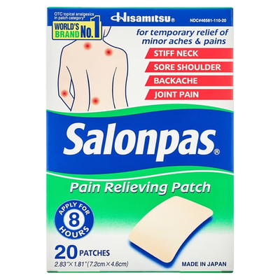 Salonpas 8-Hour Pain Relief Patch with Camphor & Menthol, 20 Count