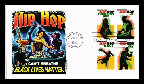 US COVER HIPHOP PANDA CACHET BLOCK OF 4 FIRST DAY OF ISSUE