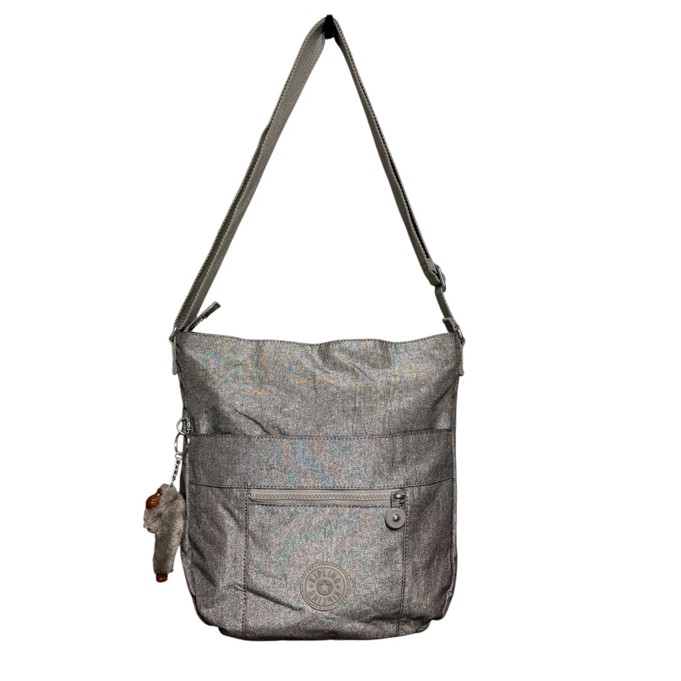 Bolso Bandolera Kipling Bailey Metálico Gris Peltre Nailon Cartera Mono Britton Foto 2 de 4