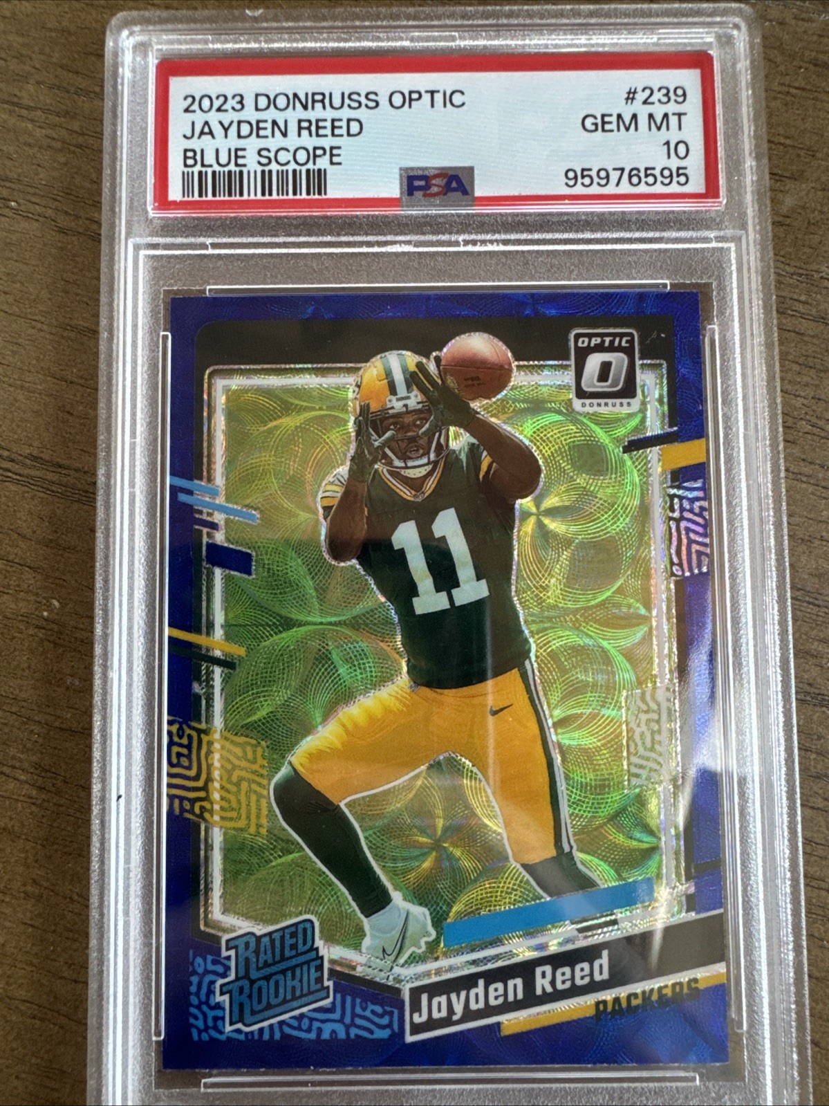 2023 Panini Donruss Optic - Rated Rookie Jayden Reed #239 Blue Scope Prizm (RC)