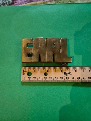 Vintage Solid Brass Name Belt Buckle ''EARL'' Monogram Block Letters Cowboy Boho