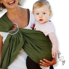 Maya Wrap Ring Sling Lightly Padded Baby Carrier in Olive Green