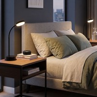 Tischlampe Tischleuchte Schlafzimmerlampe Touchdimmer Schwarz LED H 38 Cm 2X