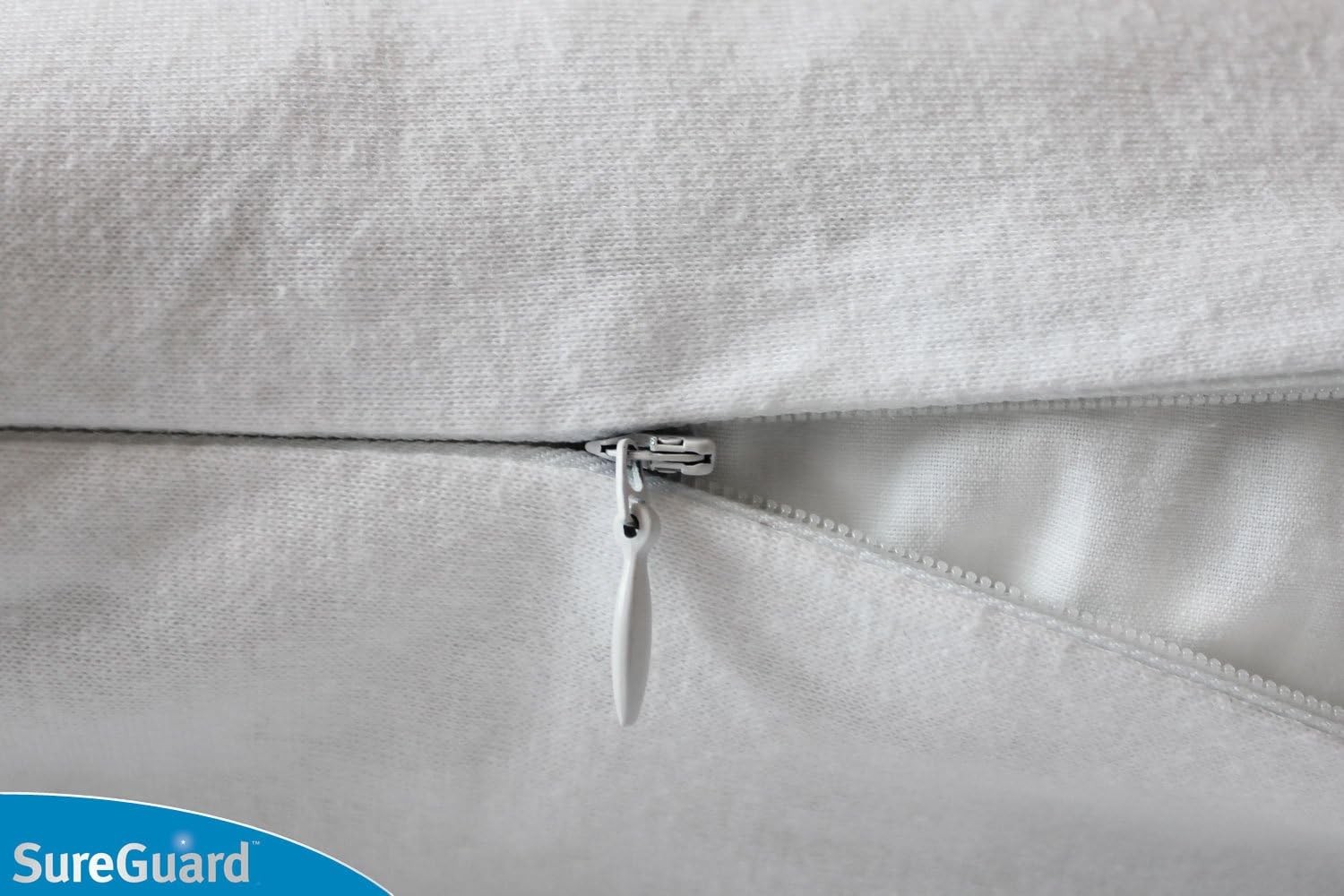 Set of 2 Travel Size SureGuard Pillow Protectors - 100% Toddler/Travel, White 