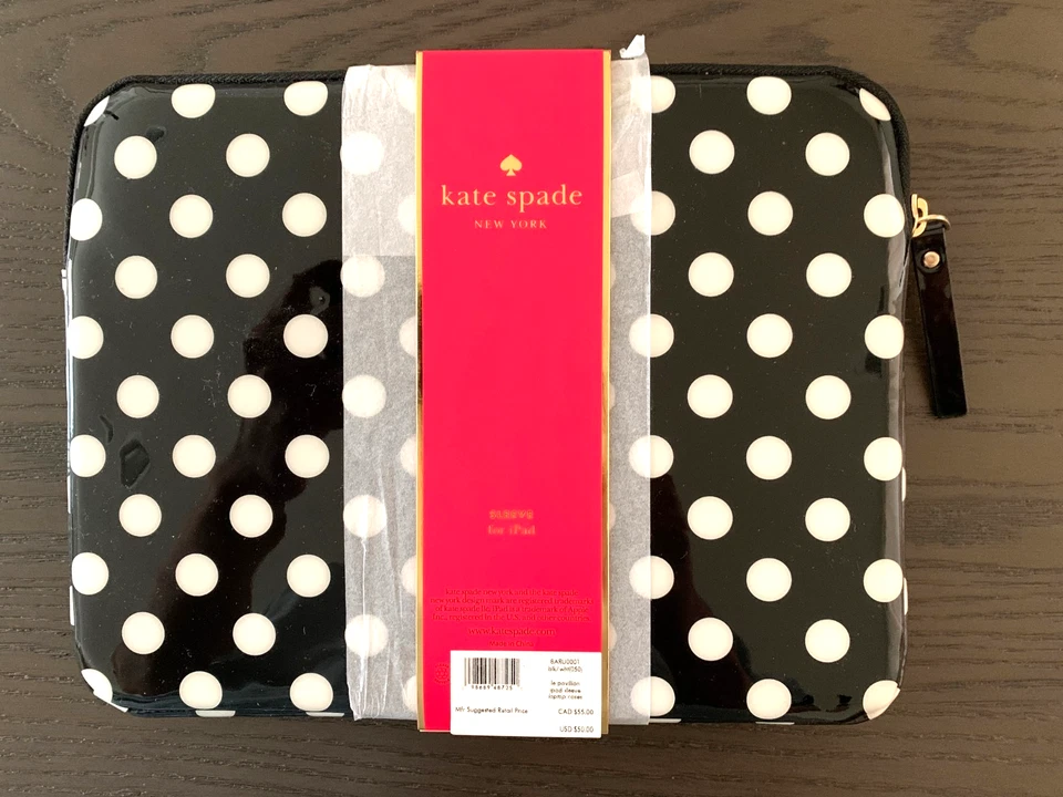 NEW Kate Spade iPad Zip Case Padded Polka Dot - Image 2 of 2