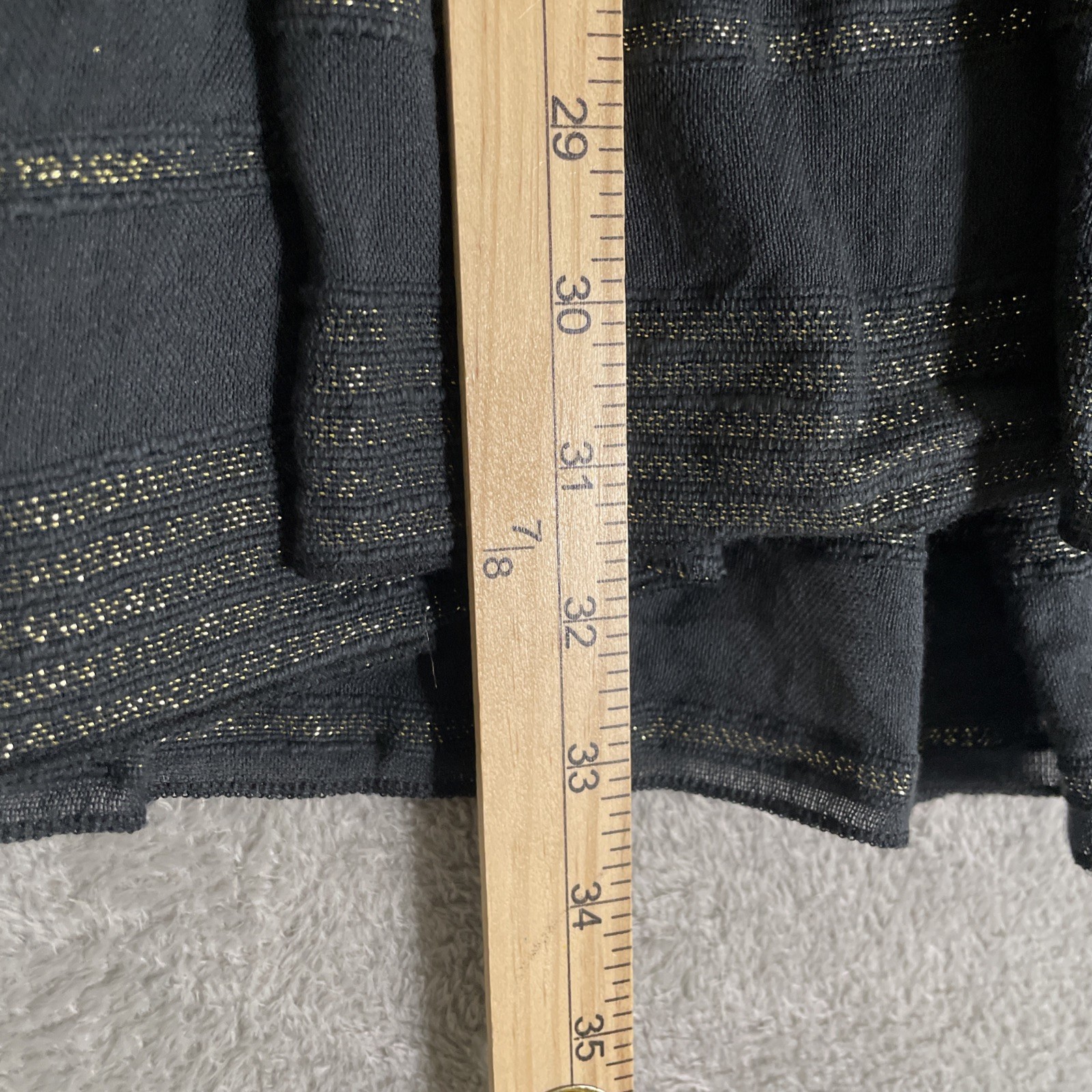 Elan Sauvie Dress Woman Medium Black Metallic Gold Pockets Tiered Bell Sleeve