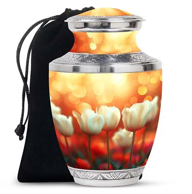 Golden Peaceful Twilight Large With Velvet Bag  10 Inch Human Remains Urn