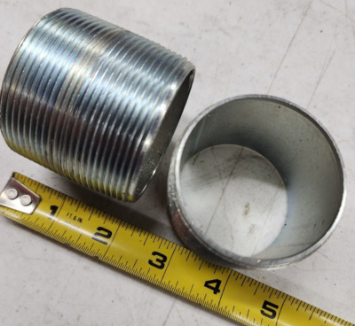 2 pcs) 2 x 2'' Zinc Galvanized Steel Nipple Close Male NPT Fully Threaded ERMC-S