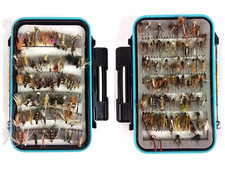 Fly Fishing Fly nymph w/ Double Sided Hard Waterproof Case approx 150 tot #W3397