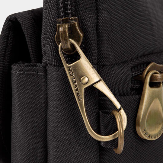 Travelon AntiTheft Signature Quilted Slim Pouch Black Crossbody Bag