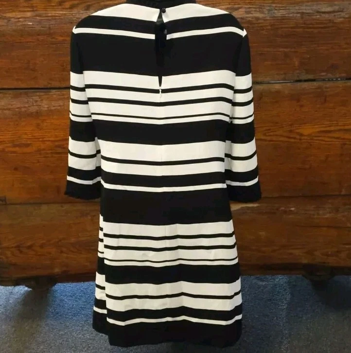 Abito Kate Spade New York nero bianco mantello a righe vertigini taglia 6