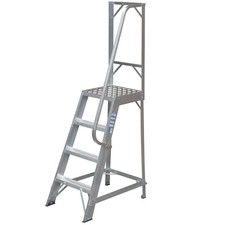 Image of 1m Heavy Duty Single Sided Fixed Step Ladders Handrail Platform Safety Barrier