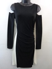 Lauren Ralph Lauren Dress Women's 10 Black White Cold Shoulder Long Sleeve