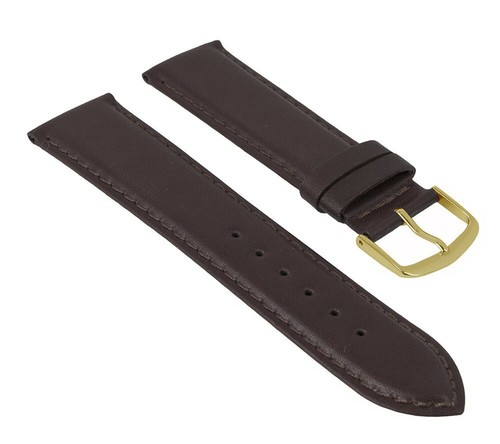 Bracelet De Montre En Cuir De Buffle – Marron Foncé, Surpiqué, 20-22-24 Mm, Neuf Avec étiquettes !