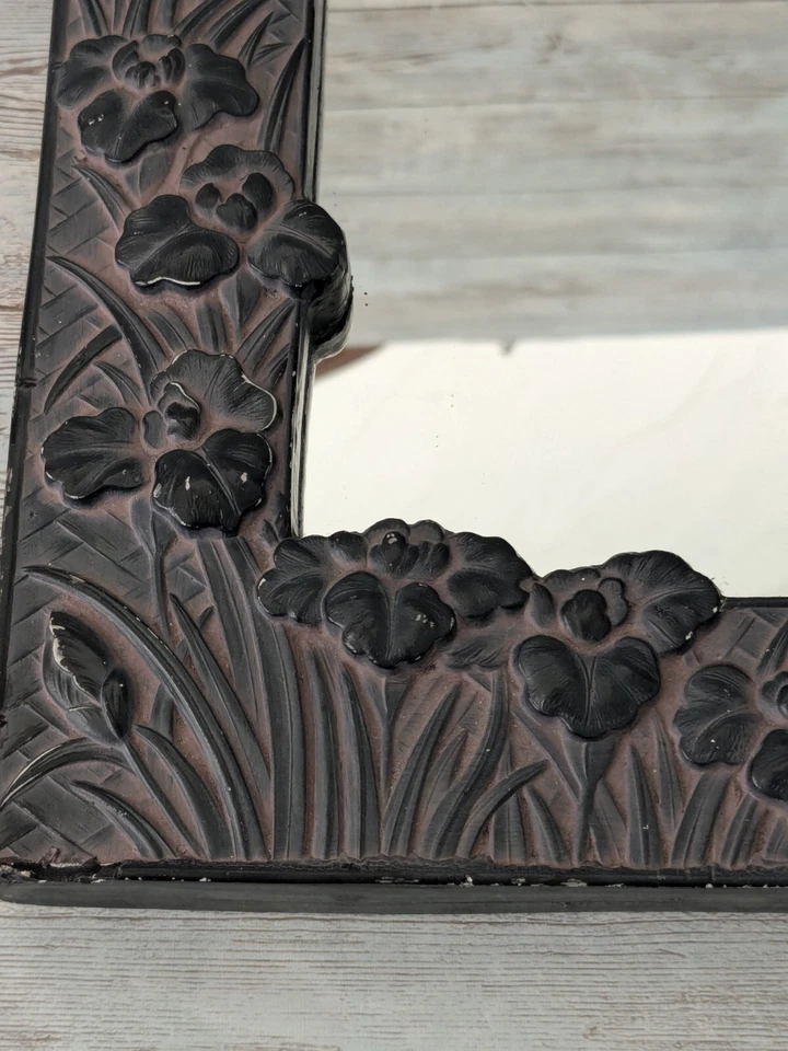 Espelho Art Nouveau vintage giz armação íris estilo chippy gasto - Imagem 4 de 4