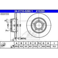 Ate 2X Bremsscheibe Hinten 2550 Voll FüR Audi A6 Avant 4B C5 4B5 24.0110-0260.1
