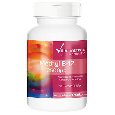 Vitamin B12 2500 µg - 180 Kapseln Methylcobalamin - für 1/2 Jahr - Vitamintrend