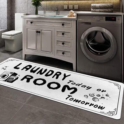 Stylish and Functional Laundry Room Rug Runner - 24x72inch - Non Slip and Wat...