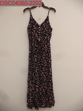 NWT - BTFBM Women's Black Floral V Neck A-Line Casual Maxi Dress, Size M 7225