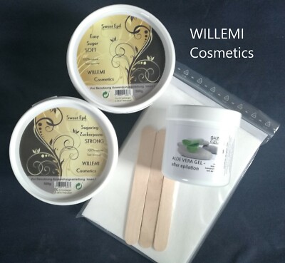 WILLEMI-SET je 500g STRONG + SOFT Zuckerpaste + VLIES + ALOE 