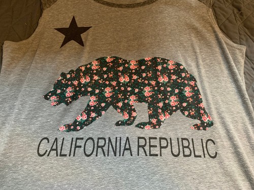 SELF ESTEEM California Republic Floral Bear Women's Raglan T-Shirt - Size L - Picture 2 of 5