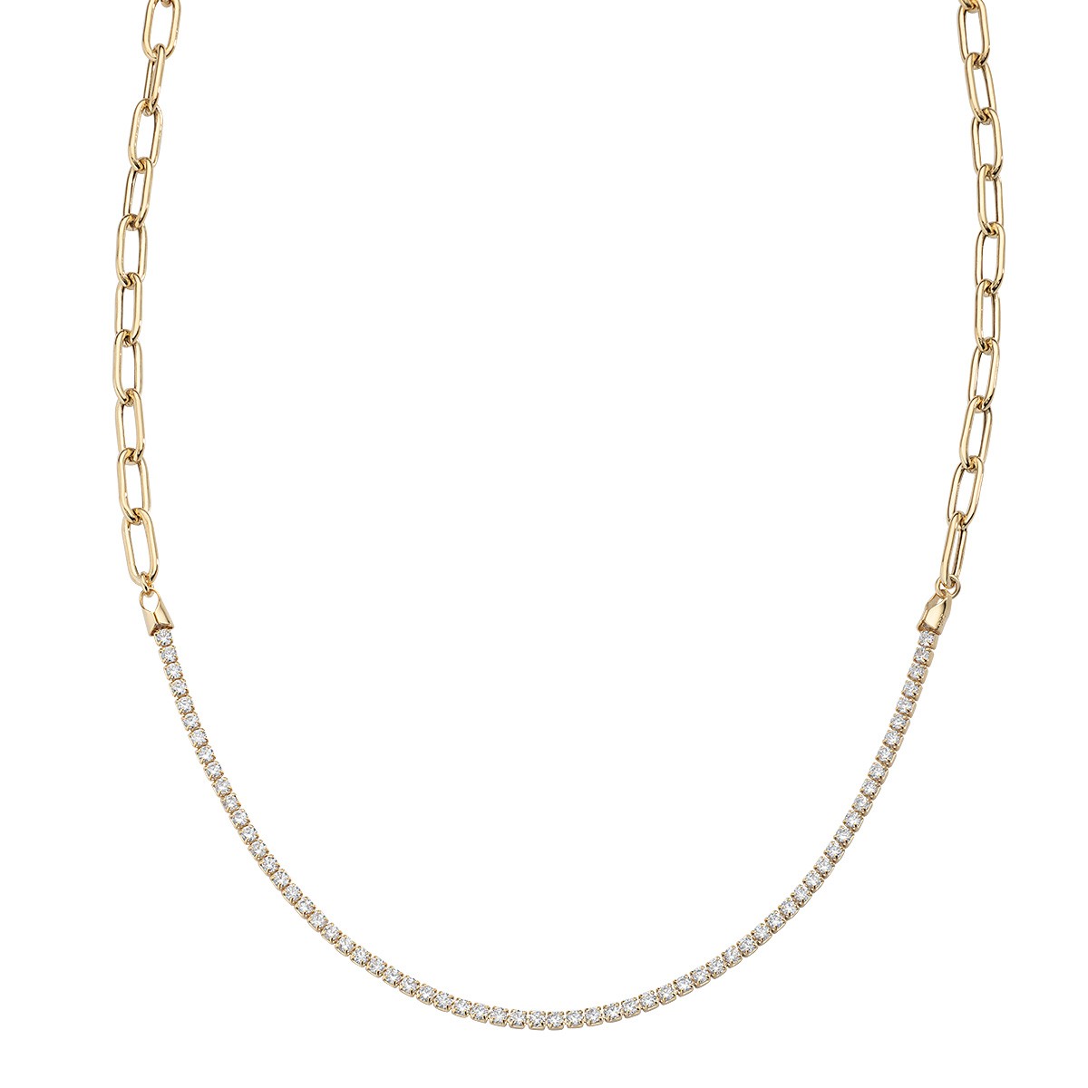 AMEN Womens Necklace CLCATEGBZ 925% Silver Golden Tennis Swarovski