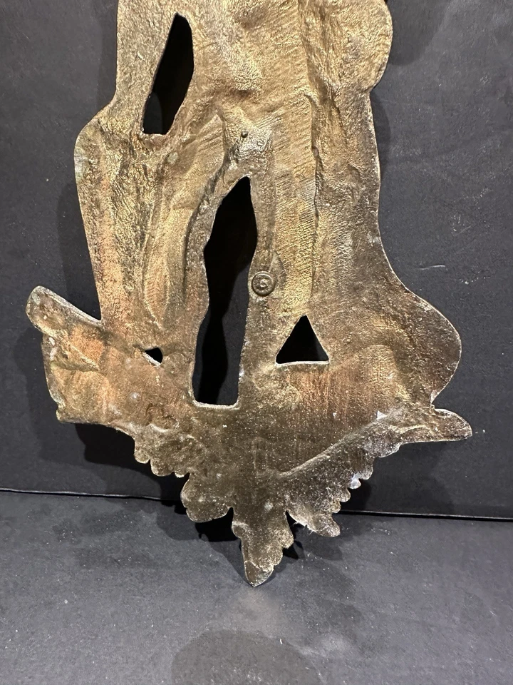 Antique Solid Brass CADUCEUS Medical Science FIGURAL ART Wall Hanging  Plaque - Image 4 of 4