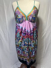 MIXIT Women’s Floral Paisley Print Slip Dress Size 14 Boho Hippie Sexy