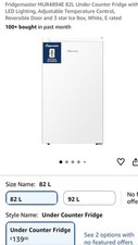 Fridgemaster MUR4894E Under Counter Fridge with Ice Box, White, E Rated